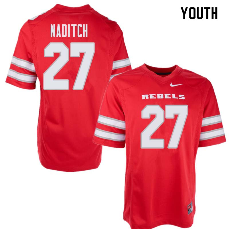 Youth UNLV Rebels #27 Dorian Naditch College Football Jerseys Sale-Red